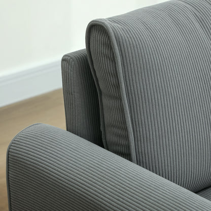 HOMCOM Zweisitzer-Sofa, Stoffcouch, 2 Rückenkissen, Cordbezug, 145 x 75 x 78 cm, Anthrazit