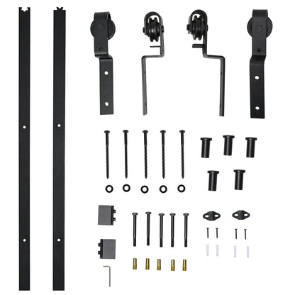 HOMCOM 200 cm Schiebetür Komplettset Schiebetürbeschlag, Schiebetür Laufschiene, Schiebetürsystem für Holzschiebetür