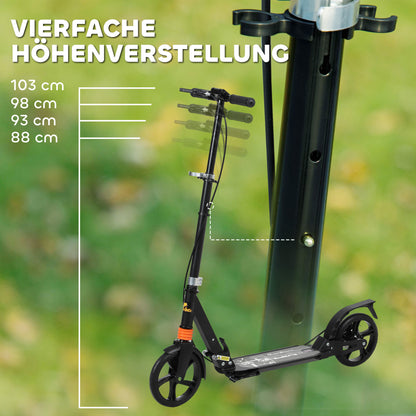 AIYAPLAY Roller Kinder Scooter mit verstellbaren Griffen klappbarer Kinderroller für Kinder 6-12 Jahre 94 x 36 x 88-103cm Schwarz
