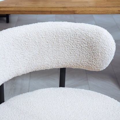 HOMCOM 2er-Set Esszimmerstühle, Fleece-Polsterung, Stühle mit Polstersitz, Metallbeine, Cremeweiß