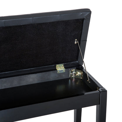HOMCOM Klavierhocker, Klavierbank mit Verstecktem Stauraum, Klavierstuhl mit Kunstleder Kissen, Pianobank, Massivholz Keyboardbank für Piano, Keyboard, 76 x 36 x 50 cm, Schwarz