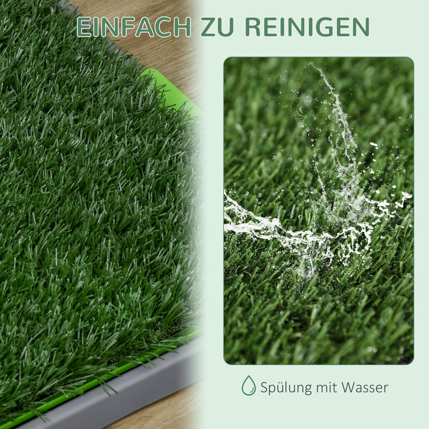 PawHut Hundetoilette mit Kunstrasen, Drainagelöcher, auslaufsicher, 67x41x3,5cm, Grün