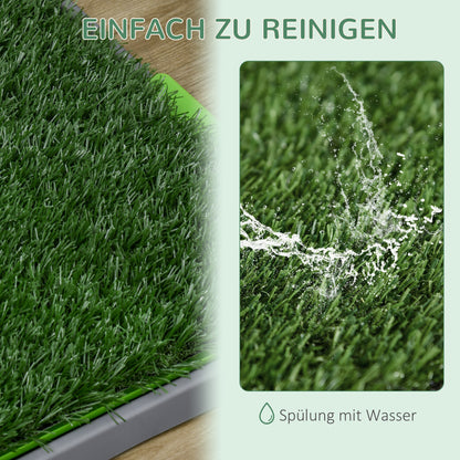 PawHut Hundetoilette mit Kunstrasen, Drainagelöcher, auslaufsicher, 67x41x3,5cm, Grün