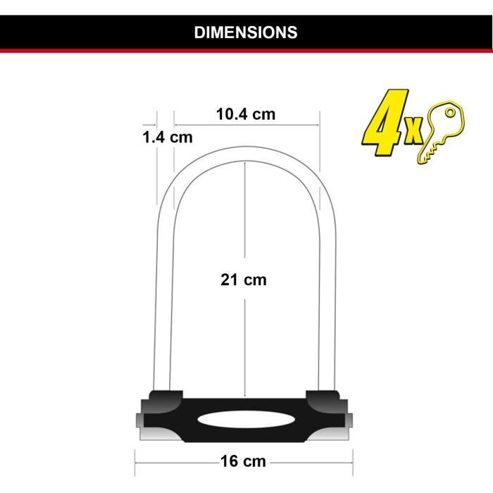 U-Lock Bike Lock - MASTER LOCK - 8279EURDPRO - Hardened Steel, Key, Certified