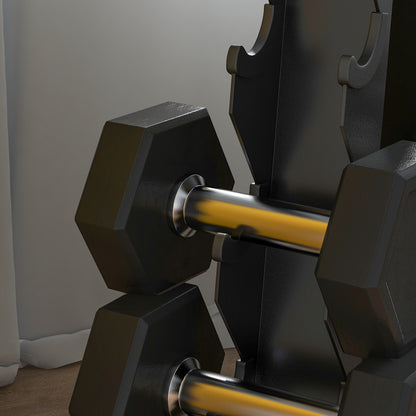 SPORTNOW Hantelständer für 10 Kurzhanteln, 5 Ebenen, stabiles Stahlgestell, bis 100 kg, schwarz, 66 x 35 x 33 cm