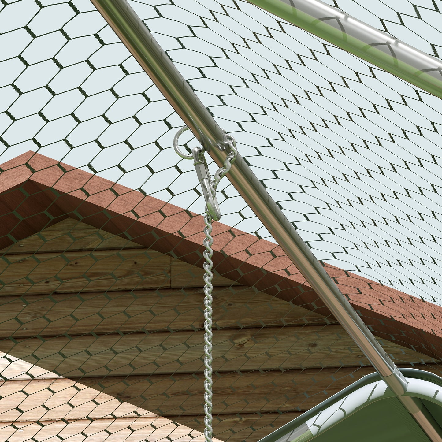 PawHut Hühnerstall, Freilaufgehege für Hühner, mit UV-beständiger Plane, Stahlgitter, Futterautomat, für 18-24 Hühner