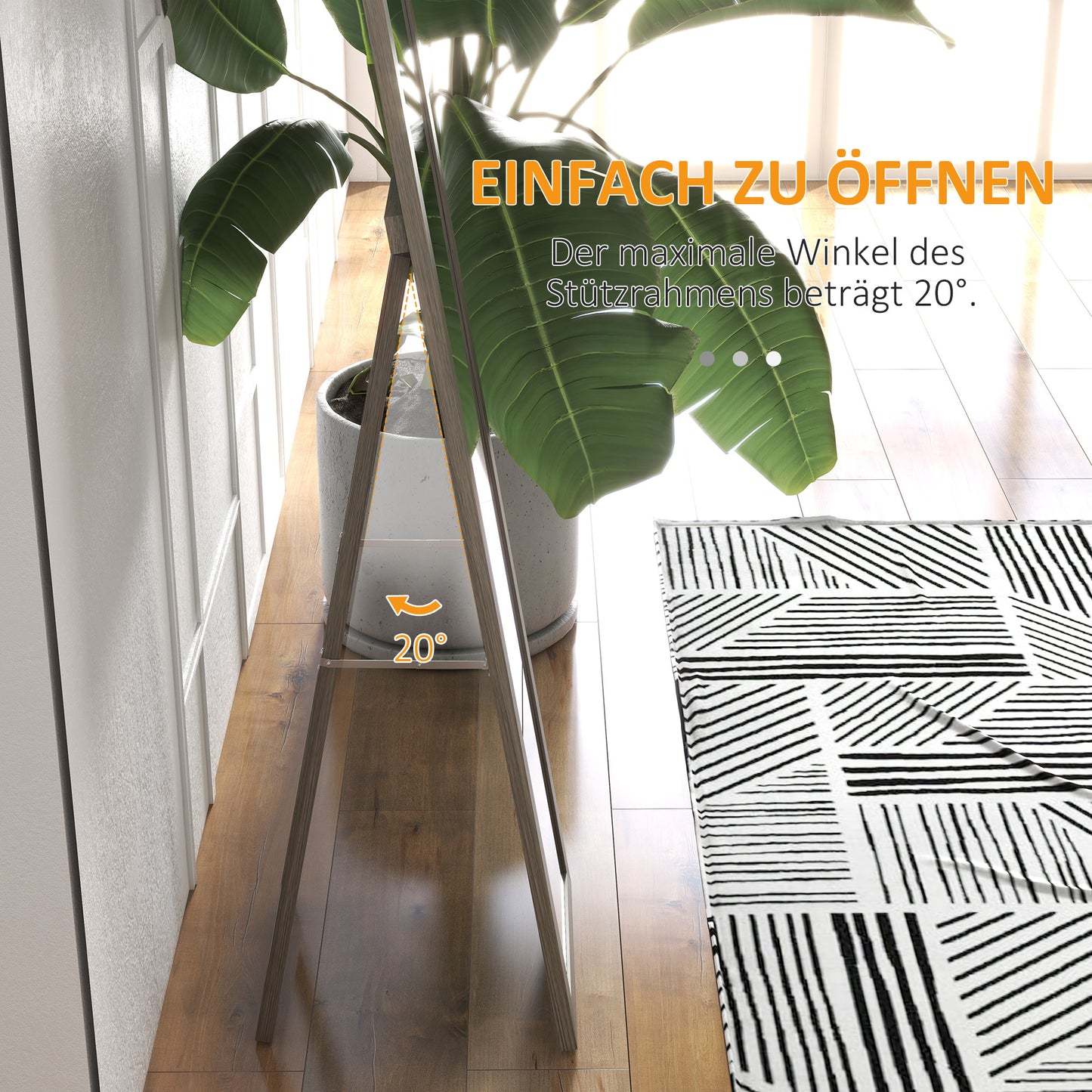 HOMCOM Standspiegel Bodenspiegel Wandspiegel, inkl. Wandbefestigung, Holzoptik, 37 cm x 40 cm x 155 cm, Braun