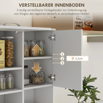 HOMCOM Küchenschrank, Buffet, 3 Schubladen, 3 Regale, viel Stauraum, 89x39,5x168cm, Weiß