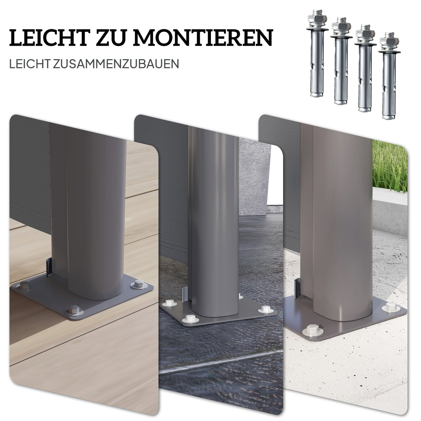 Outsunny Seitenmarkise ausziehbar blickdicht Sichtschutz mit Wandhalterung Beschichtung 300x140cm Dunkelgrau