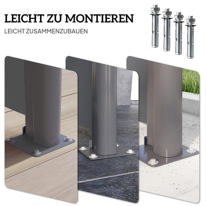 Outsunny Seitenmarkise ausziehbar blickdicht Sichtschutz mit Wandhalterung Beschichtung 300x140cm Dunkelgrau