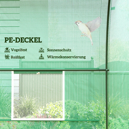 Outsunny Gewächshaus 245x200x198cm Foliengewächshaus Tomatenhaus mit Tür, 4 Fönster, Folientunnel aus verzinktem Stahl, PE, stabil Treibhaus Pflanztunnel, inkl. Erdanker &amp; Seilen, Grün