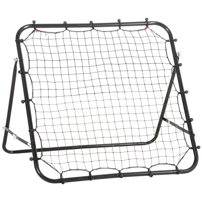 HOMCOM Rebounder für Fußball, 84 x 84 cm Fussball Rebounder mit stufenlos verstellbarem Winkel, Kickback Rückprallwand Fußballtor für Jugendliche Schuss-, Pass- und Ballannahmetraining Schwarz