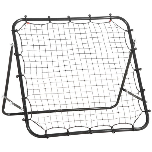 HOMCOM Rebounder für Fußball, 84 x 84 cm Fussball Rebounder mit stufenlos verstellbarem Winkel, Kickback Rückprallwand Fußballtor für Jugendliche Schuss-, Pass- und Ballannahmetraining Schwarz