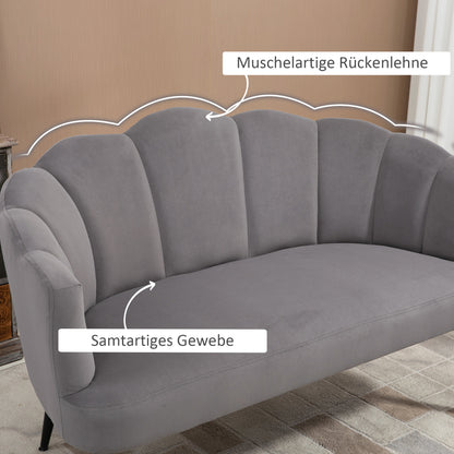 HOMCOM 2-Sitzer-Sofa, Doppelsofa, Zweisitzer Loungesessel im Modern-Design, bis 160 kg belastbar, 132 x 66 x 80 cm, Grau