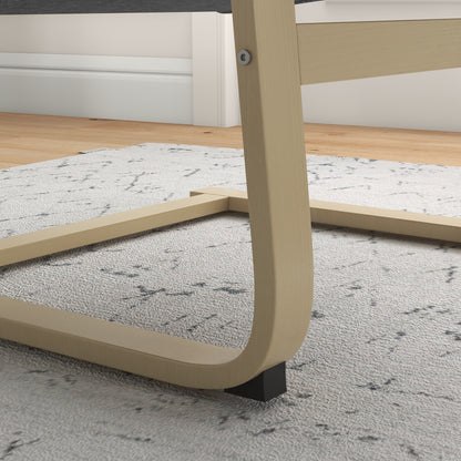 HOMCOM Sessel mit Kopfstütze und Armlehnen, Bezug in Leinenoptik, Holzgestell, Grau + Natur