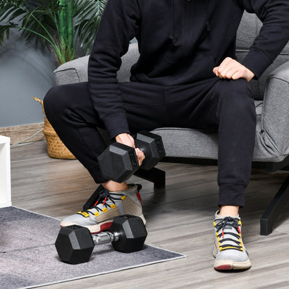 HOMCOM Hexagon Kurzhantel Gusseisen Hantel Gummi-Hantel Griff gerändelt Gewichte Metall Gummi schwarz 2 x 8 KG