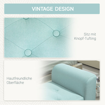 HOMCOM Sitzbank mit Stauraum, Polsterbank, belastbar bis 130 kg, Leinenoptik, Kautschukholz, 116 x 44 x 58 cm, Grün