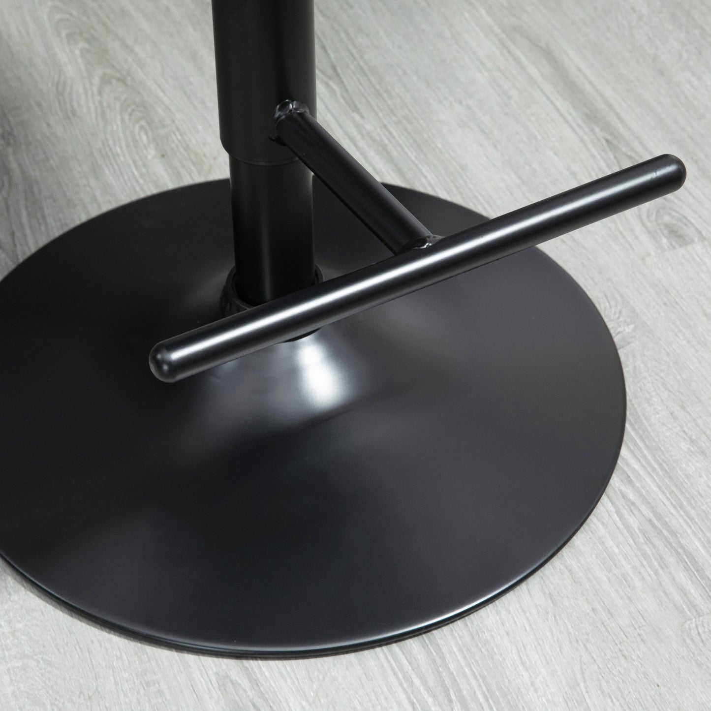 HOMCOM Barhocker 2er Set, Gepolstert Barstuhl aus Stahl und Massivholz, Höhenverstellbar Küchenstühle mit Fußstütze, 360° Drehbar, Tresenhocker für Küche, Wohnzimmer, Esszimmer, Schwarz+Kaffee