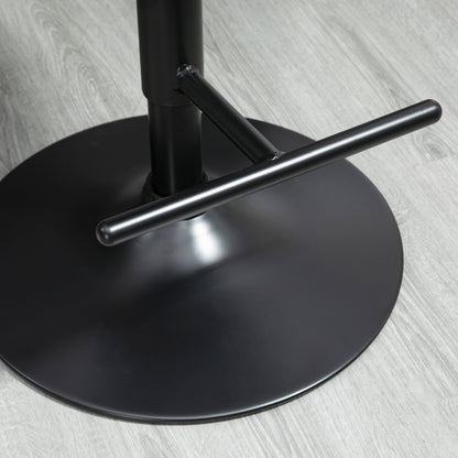 HOMCOM Barhocker 2er Set, Gepolstert Barstuhl aus Stahl und Massivholz, Höhenverstellbar Küchenstühle mit Fußstütze, 360° Drehbar, Tresenhocker für Küche, Wohnzimmer, Esszimmer, Schwarz+Kaffee