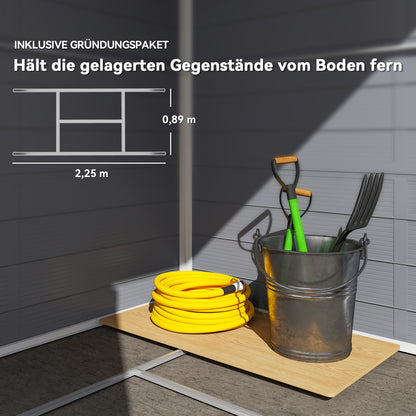 Outsunny Gerätehaus, Gartenhaus, Geräteschuppen mit Lüftungsfenster, Kunststoff, Metall, 240 x 190 x 180/228, Grau