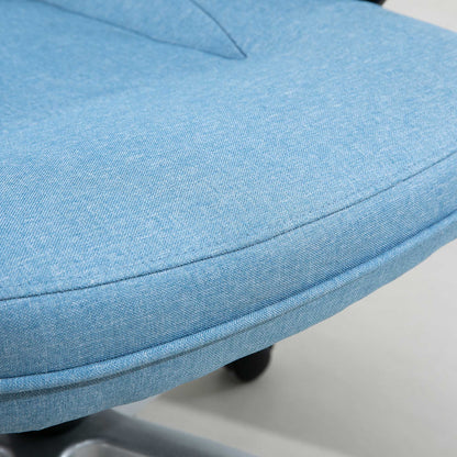Vinsetto Bürostuhl Computerstuhl Drehstuhl höhenverstellbar Wippfunktion mit Kopfstütze und gepolsterte Armlehnen Ergonomisch Hellblau Leinen 66 x 75 x 110–120 cm