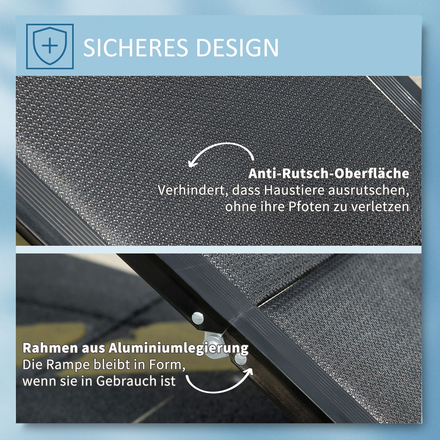 PawHut Haustierrampe, klappbar, rutschfest, Hunde bis 40 kg, 158 cm x 43,5 cm x 2,5 cm, Schwarz