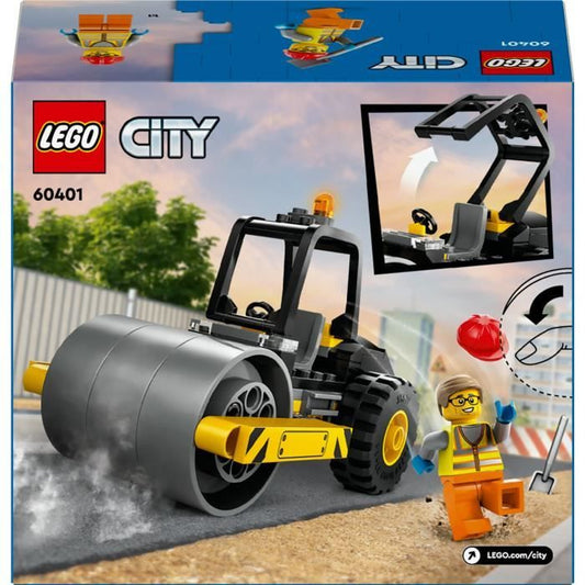 LEGO 60401 City Construction Road Roller, Model Truck Toy with Worker Minifigures