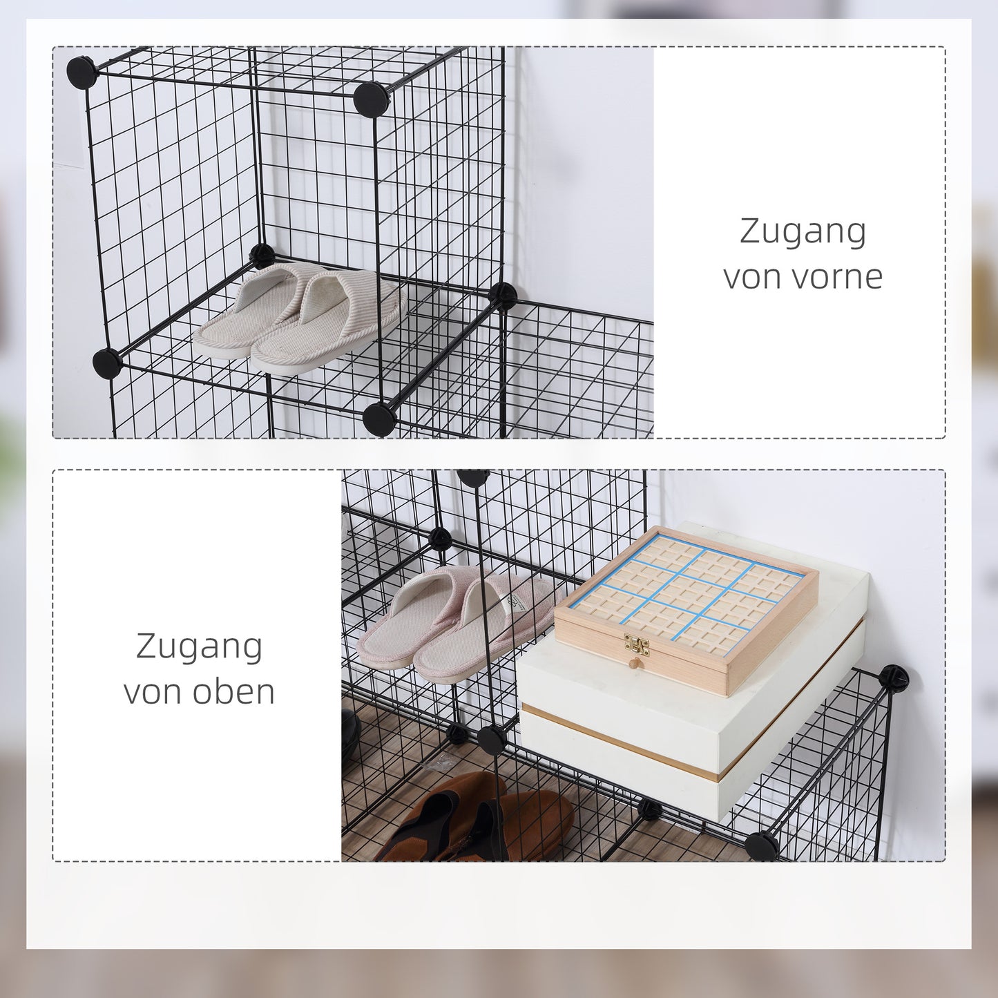 HOMCOM Metallwürfel-Regal, Anpassbarer Würfelschrank für Kleidung, Bücher, Spielzeug, flexibel, 109L x 37B x 109H cm, Schwarz