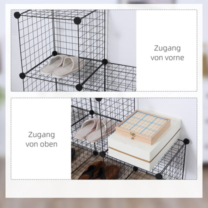 HOMCOM Metallwürfel-Regal, Anpassbarer Würfelschrank für Kleidung, Bücher, Spielzeug, flexibel, 109L x 37B x 109H cm, Schwarz