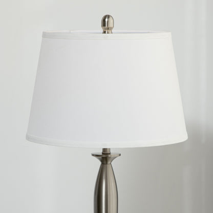 HOMCOM 3-teiliges Leuchten-Set. 1 Stehleuchte, 2 Tischleuchten, Leinenoptik; 38 cm x 38 cm x 158 cm, Silber + Weiß