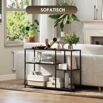 HOMCOM Konsolentisch, 4 Ebenen, Stahlrahmen, für Flur, Wohnzimmer, Schwarz