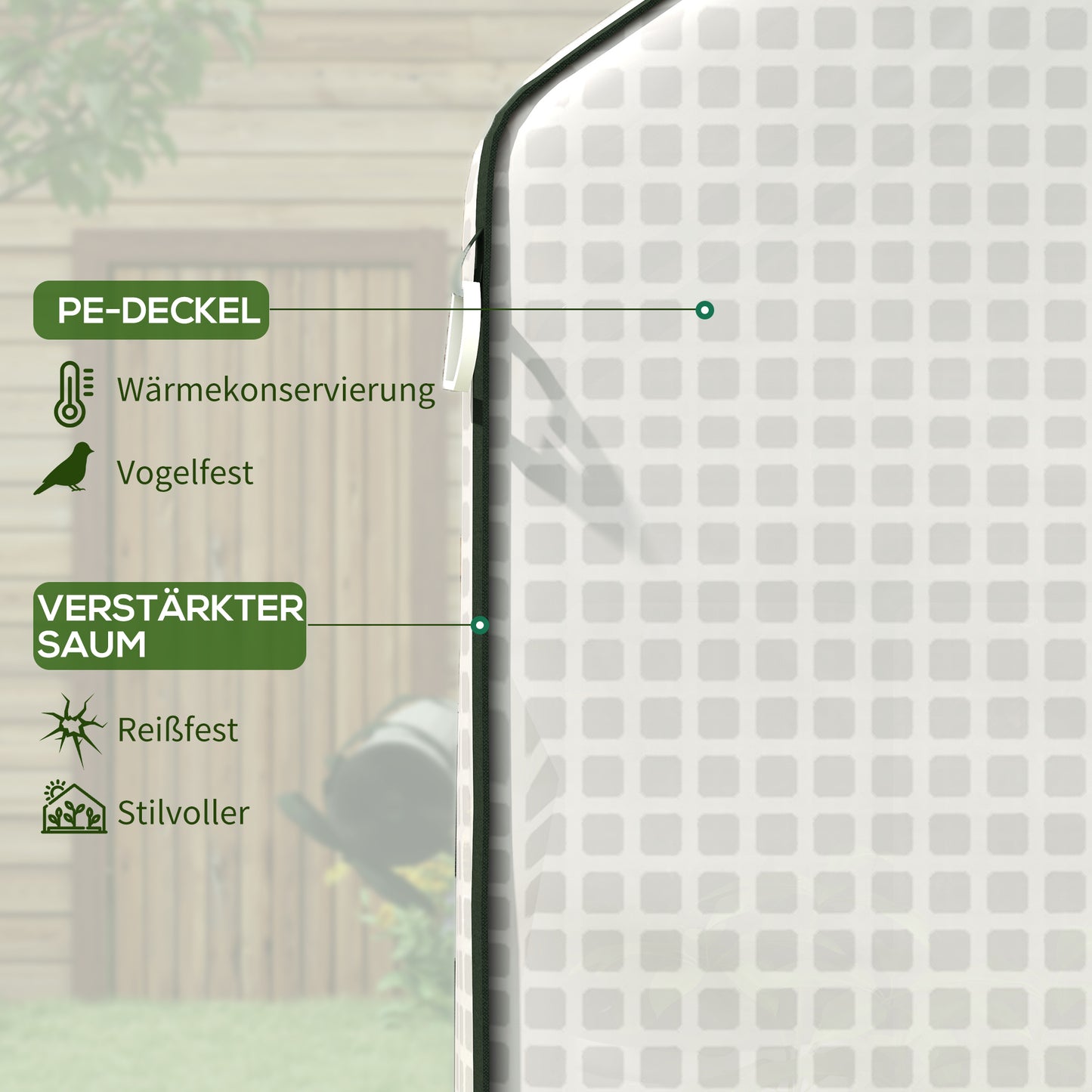 Outsunny Ersatzfolie für Gewächshaus, Ersatzabdeckung mit UV-Schutz, Rolltür, Seitenfenster, 140 x 73 x 190 cm, Weiß