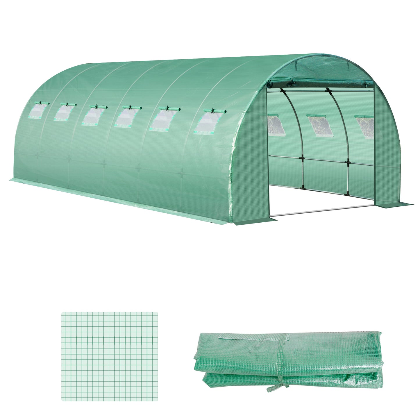 Outsunny Gewächshausfolie 6x3x2m, wasserdicht Gartenfolie mit UV Schutz, Folie aus PE, Abdeckplane für Gartenarbeit Treibhaus Folientunnel, Tunnelfolie für Außenbereich, Pflanzen, Grün