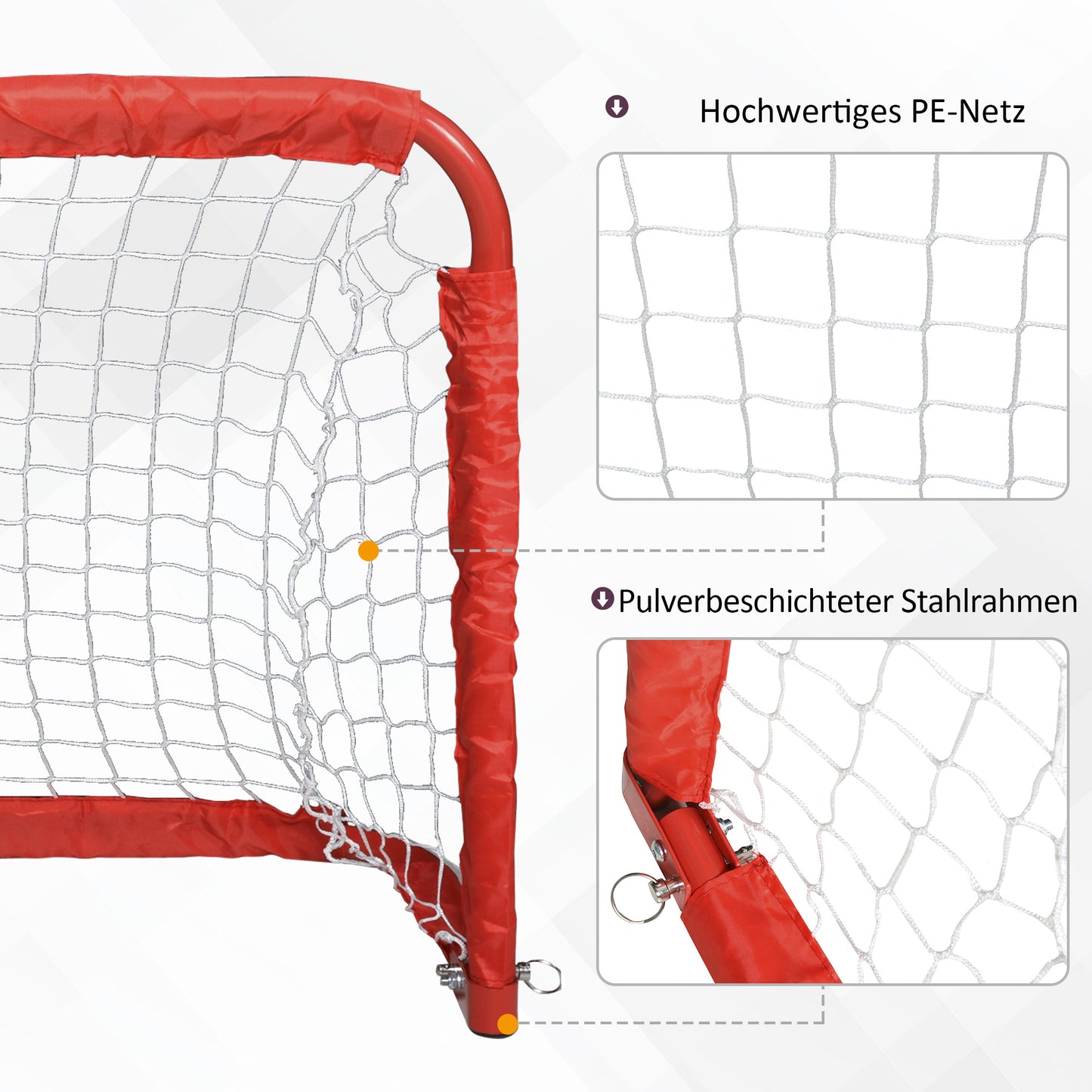 HOMCOM Fußballtor-Set, 2 klappbare Minitore, Metallrahmen, inkl. Werkzeug, 90 x 36 x 60 cm, Rot