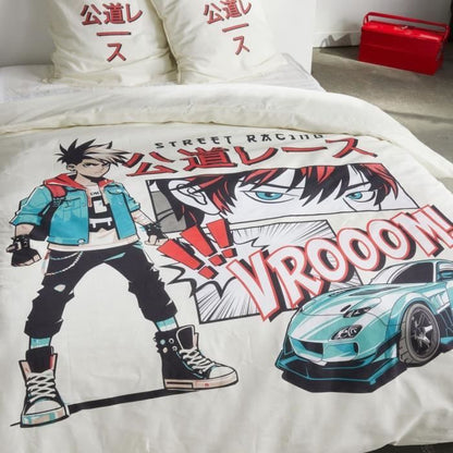 Bedding set - TODAY - JAVA - 2 people - 240x220 cm - Cotton - Street racing print - White