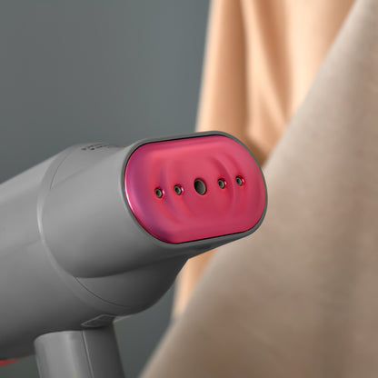 HOMCOM Dampfglätter Dampfbürste Steamer Reisebügeleisen faltbar Kleidung Hemden Dampfbügeleisen mit 160 ml Wassertank 1520 W schnelles Aufheizen Aluminium Kunststoff Grau+Rosa 27,5 x 18,2 x 9 cm