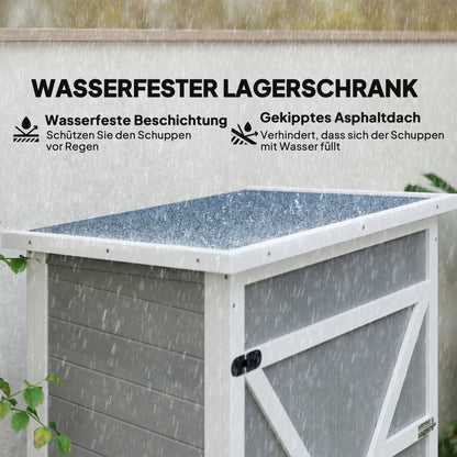 Outsunny Geräteschuppen mit Regalböden wetterbeständig 75 x 56 x 115cm Grau