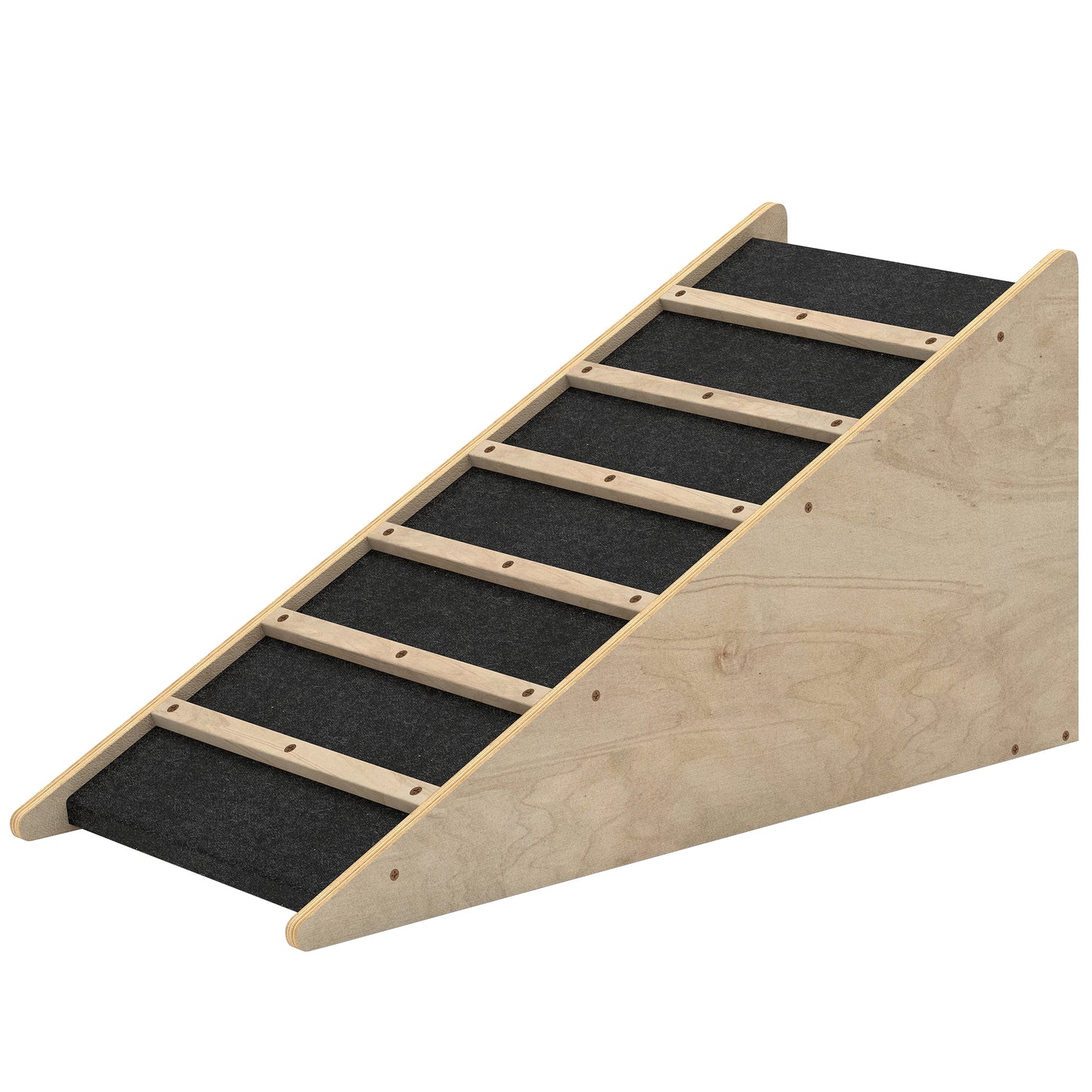 PawHut Haustiertreppe, Hundetreppe, Kiefernholz, Anti-Rutsch-Beschichtung, 90 cm x 40 cm x 45 cm, Natur + Grau