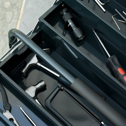 DURHAND Werkzeugkoffer Werkzeugkiste 5 Fächer aufklappbar Stahl (SPCC) Dunkelgrün 56 x 20 x 41 cm