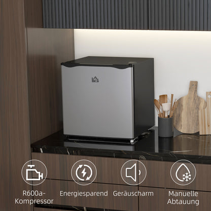 HOMCOM Mini-Gefrierschrank, 35 L Minikühlschrank, -14 bis -24℃, 5-stufige Temperaturregelung, 47 x 44,2 x 48,8 cm, Silber