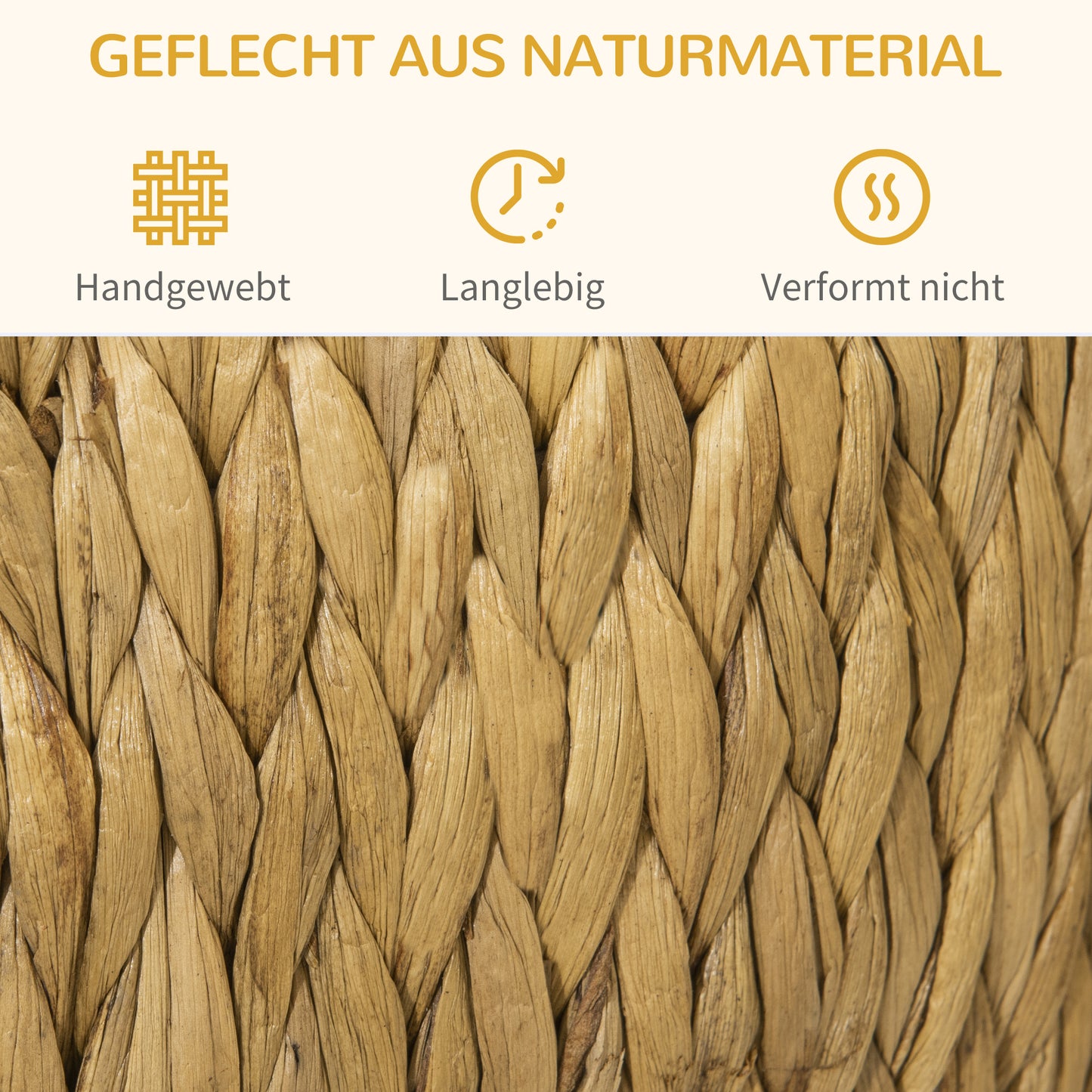 Pawhut Katzenhöhle aus Wasserhyazinthengras, waschbares Kissen, 44 cm x 43 cm x 42 cm Hellbraun+Naturholz+Grau