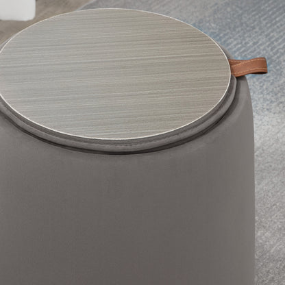 HOMCOM 2-in-1 Hocker in Samtoptik inklusive Stauraum und abnehmbaren Deckel Φ44 cm x 47,5 cm Grau