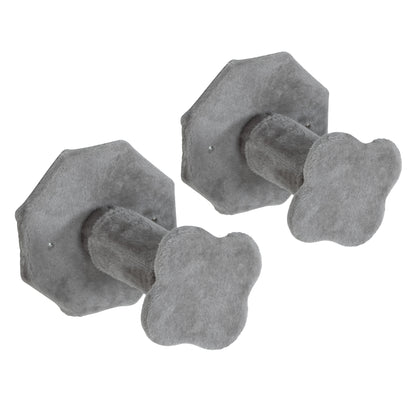 PawHut Katzen Kletterwand, inkl. Katzenhaus, Leitern, Spielball, platzsparend, Hellgrau