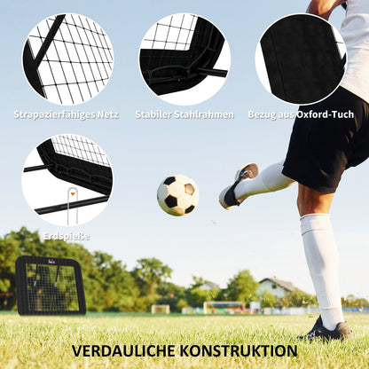 HOMCOM Rebounder für Fußball, 128 x 118 cm Prellwand mit Schutzkante Heringen, verstellbar in 5 Stufen, tragbares Rebound, Fußballtor für Jugendliche, Rückprallwand für Fußball Training, Schwarz