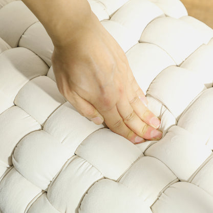 HOMCOM Moderner Sitzhocker mit Metallbeinen, gepolstertem Sitz, für Wohnzimmer, Schlafzimmer, Flur, Cremeweiß