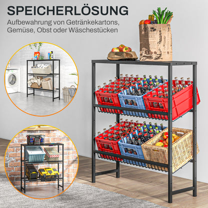 HOMCOM Lagerregal, höhenverstellbar, stabiles Metall, platzsparendes Design, 210 kg belastbar, Schwarz