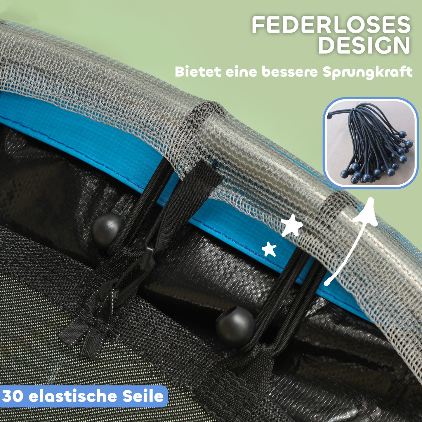 AIYAPLAY Kindertrampolin, Sicherheitsnetz, rutschfeste Beine, Reißverschlusseingang, Bunt