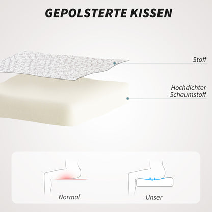 HOMCOM Gepolsterter Bürostuhl mit Plüschbezug, Wannen-Design, rollbarer Schreibtischstuhl, Stahlbasis, Creme+Schwarz
