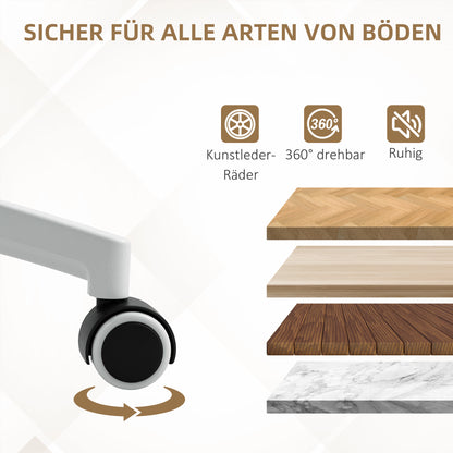 HOMCOM Höhenverstellbarer Schreibtischstuhl mit weichem Kissen und Kunstleder-Bezug, flexiblen Rädern und Kippfunktion, Weiß