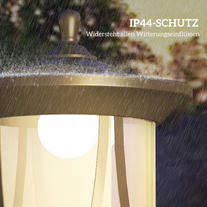 Outsunny Solar-Außenleuchte, LED, Automatikbetrieb, wetterfest, 6h Leuchtdauer, 17B x 17T x 127Hcm, Schwarz